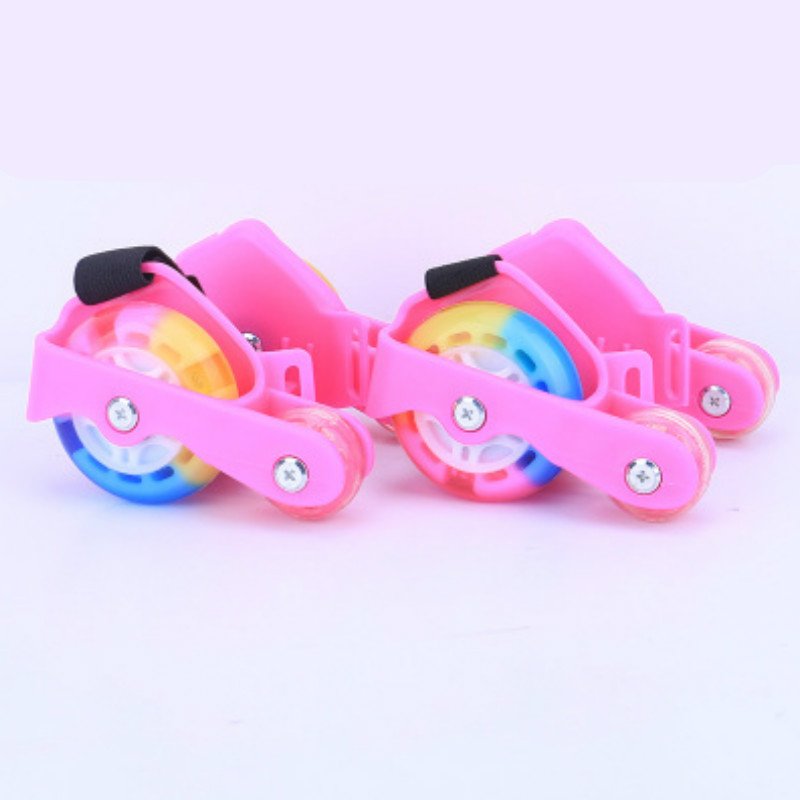 Newly Colorful PU 4 Wheel Flashing Roller Skates(Pink) - intl