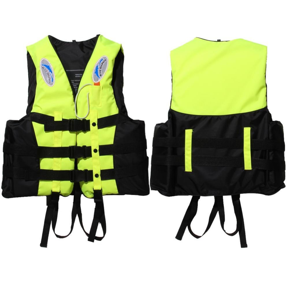 Polyester Adult Water Entertainment Rafting Life Jackets + Whistle for Universal Swimming Boating (Yellow) - intl