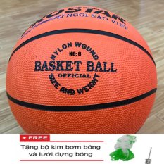 Quả bóng rổ cao su Prostar số 6 (cam) + Tặng bộ kim bơm và lưới đựng bóng