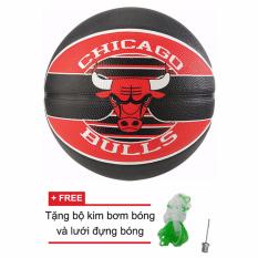 Quả bóng rổ Spalding NBA Team Chicago Bulls Outdoor size7 + Tặng bộ kim bơm bóng và lưới đựng bóng