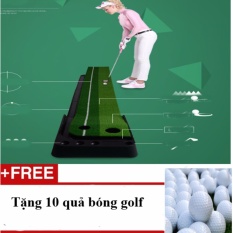 Thảm tập golf trong nhà Agu loại 3m chiều dài, có rảnh trả bóng về phổ biến nhất + Tặng 10 quả bóng đánh golf tiêu chuẩn sân golf