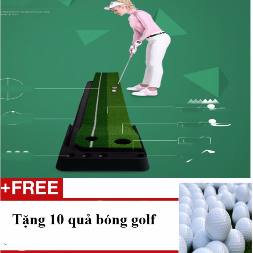 Thảm tập golf trong nhà Agu loại 3m chiều dài, có rảnh trả bóng về phổ biến nhất + Tặng...