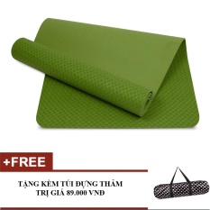 Thảm tập Gym cao cấp 8mm (Xanh lá cây) + tặng 1 túi đựng thảm