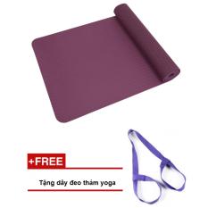 Thảm tập yoga 1 lớp TPE Eco 8mm cao cấp (tím) + tặng dây đeo thảm