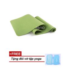 Thảm tập yoga TPE 1 lớp cao cấp Zeno (xanh lá) + tặng vớ yoga