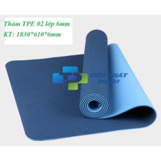 Thảm tập yoga TPE 2 lớp 6mm cao cấp (Xanh navy) TPS