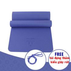 Thảm tập yoga TPE 8mm cao cấp kèm túi kiểu dây rút (Xanh coban)
