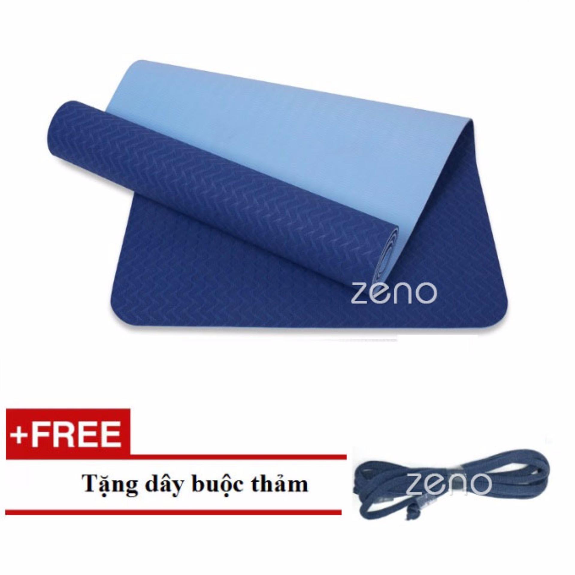 Thảm Tập Yoga Zeno Tpe 2 Lớp + Tặng Dây Buộc Thảm (xanh navy)