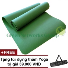 Thảm yoga đài loan GreenNetworks TPE 8mm 1 lớp kèm túi (Xanh lá)