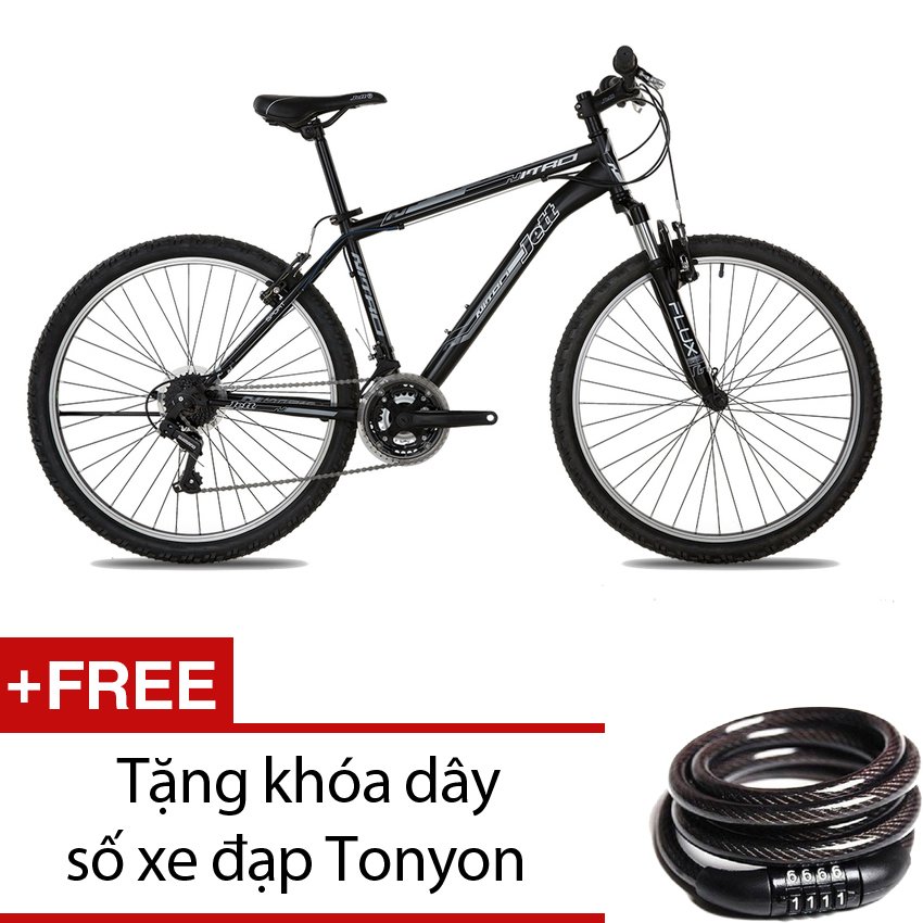 Xe đạp thể thao Jett Nitro Sport Black 2015 (Đen viền trắng) + Tặng khóa dây số xe đạp Tonyon