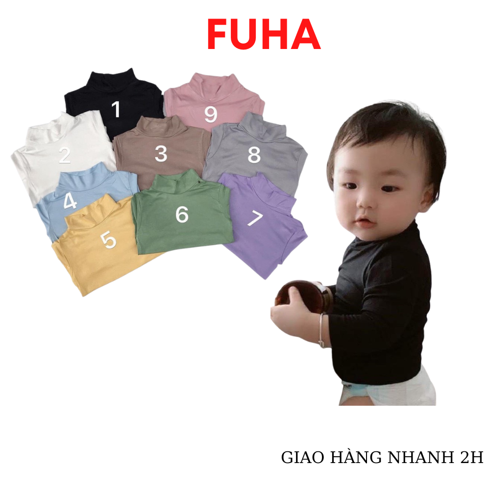 Áo thun lạnh giữ nhiệt cho bé FUHA, áo cổ cao thu đông 2022 cho bé từ 6kg đến 16kg