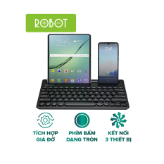 Bàn Phím Không Dây Bluetooth Robot KB10 – Dùng cho Điện thoại, Máy tính bảng, PC, Laptop – Kết nối cùng lúc 3 thiết bị l HÀNG CHÍNH HÃNG