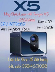 Máy Chiếu Fengmi Formovie X5 – 4K, 4500Ansi Laser, Autu Keystone, Focus. Ram 4GB, Rom 128GB, CPU MT9669, Loa Denon, Tuổi thọ bóng đèn 25000 giờ