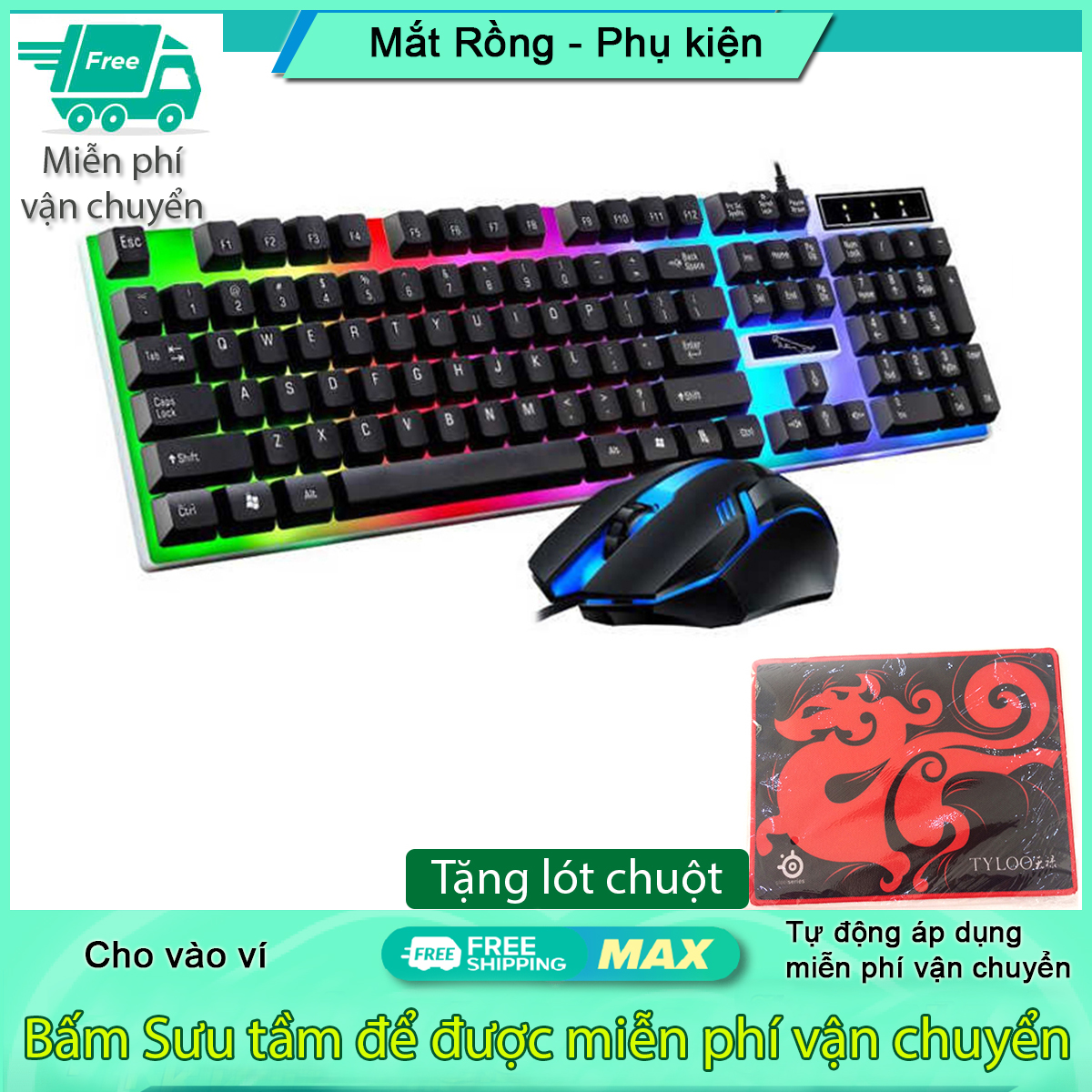 [Tặng lót chuột w3] Combo chuột và bàn phím chuyên game giá rẻ G21B/T11 (chọn màu khi đặt hàng)
