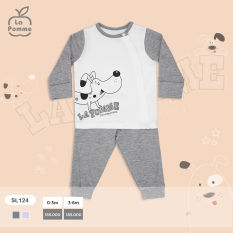 SL124 Bộ dài tay La Pomme cúc lệch chú chó đốm La pome