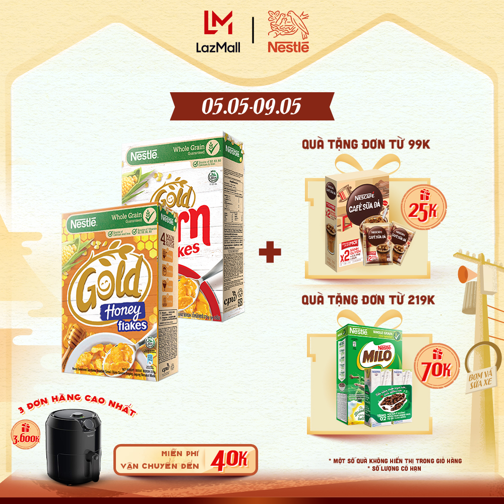 Combo 2 hộp ngũ cốc ăn sáng: 1 hộp Corn Flakes (275g) + 1 hộp Gold Honey (220g)