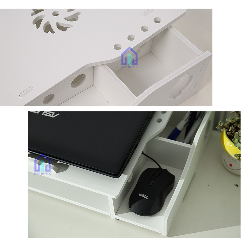 Giá để máy tính laptop bằng gỗ để bàn [ĐẾ TẢN NHIỆT] đẹp đa năng thông minh - Ico Home