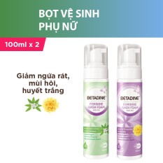 Bộ 2 Bọt vệ sinh phụ nữ Betadine (Tím và Xanh) 100ml/chai