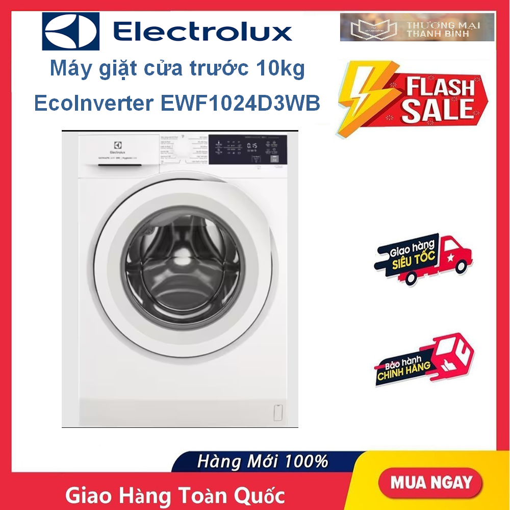 Máy giặt cửa trước Electrolux 10Kg, EcoInverter – EWF1024D3WB, EWF1024M3SB