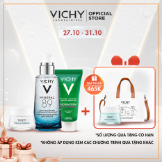 Bộ Dưỡng chất (Serum) khoáng giúp phục hồi chuyên sâu Vichy Mineral 89 50ml Tặng kèm Gel rửa mặt Normaderm 50ml và Kem dưỡng Aqualia Gel Cream 15ml