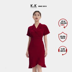 Đầm Đuôi Cá Công Sở K&K Fashion KK109-25 Cổ Đan Tông Màu Đỏ Chất Liệu Boy