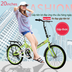 Xe đạp 20 inch có thể gấp gọn 2 màu xanh lam xanh lá xe đạp cho thanh niển, người già camry