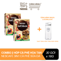 [Tặng bình nhựa LocknLock 1.2L] Combo 2 hộp cà phê hòa tan Nescafé 3in1 cà phê sữa đá (Hộp 10 gói x 24 g) (Phiên bản Tết 2022)