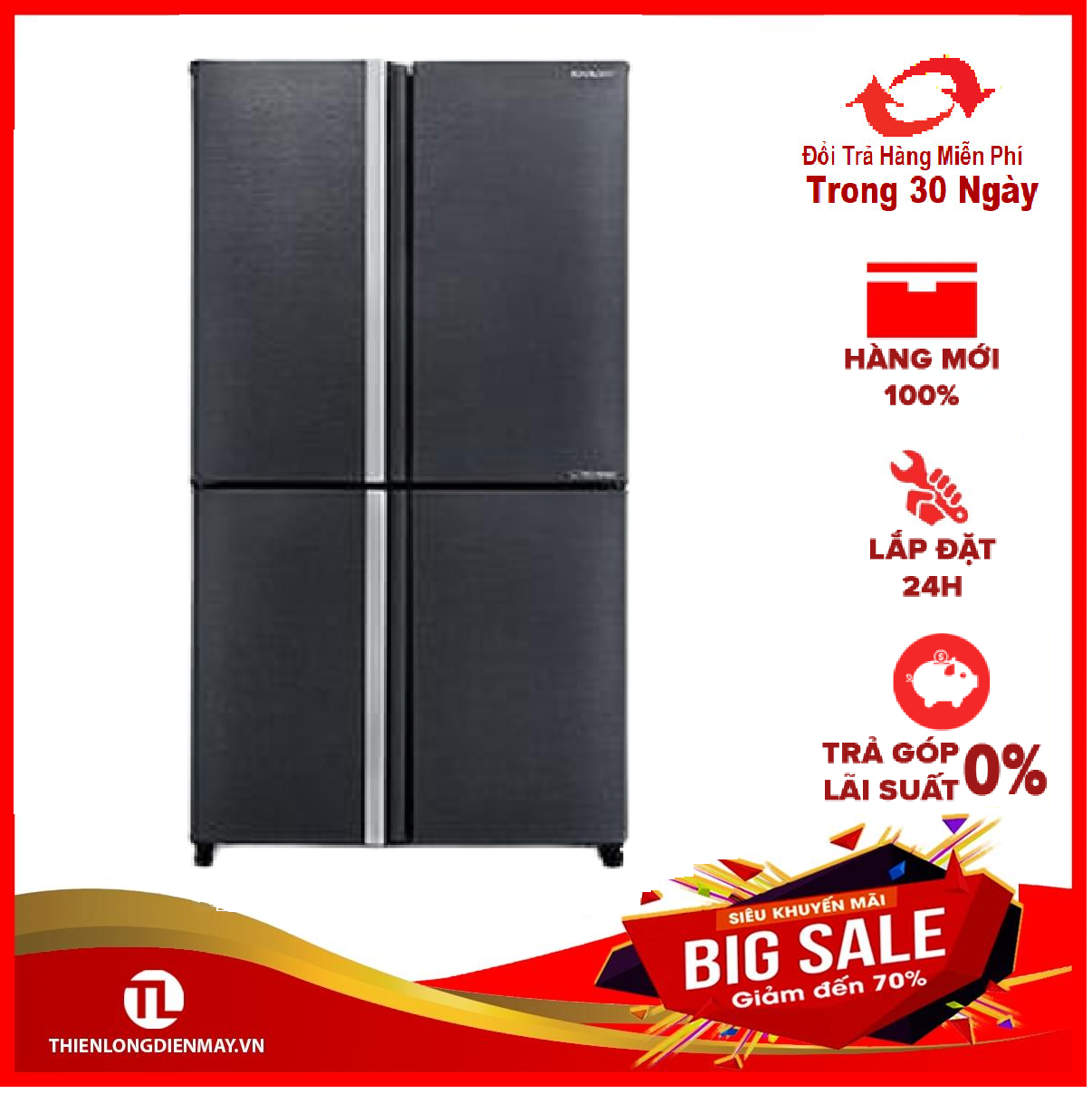 Tủ lạnh Sharp Inverter 525 lít SJ-FX600V-SL mới 2021