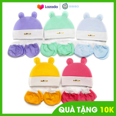 Bao tay bao chân kèm mũ BABY cho trẻ sơ sinh chất liệu vải cotton thoáng mát mềm mại