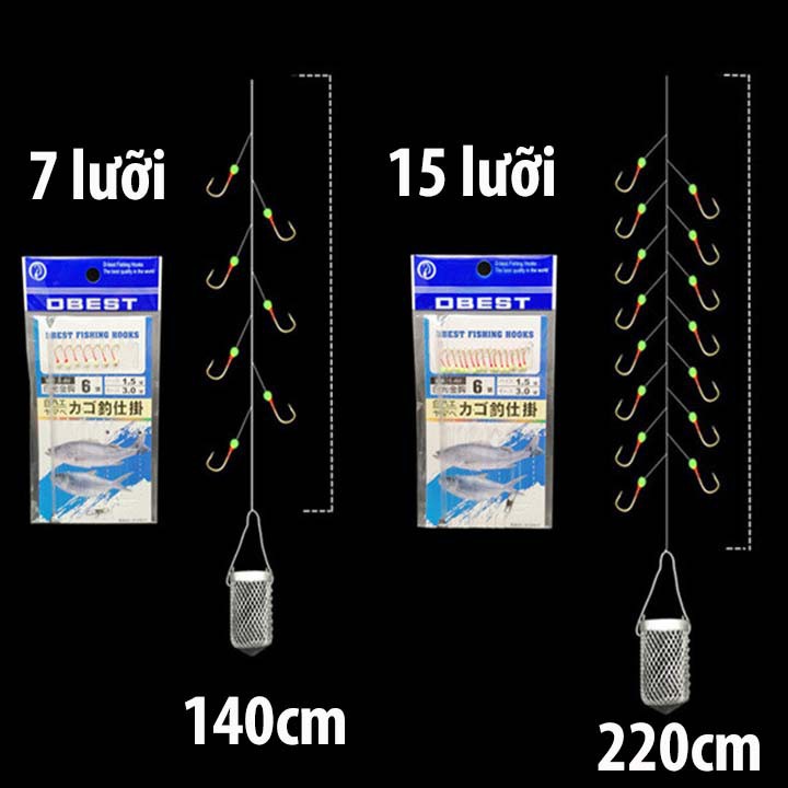 Bộ Thẻo 7 Lưỡi Câu Cá Mương siêu nhạy có rọ sắt - Sanami Fishing (sale)