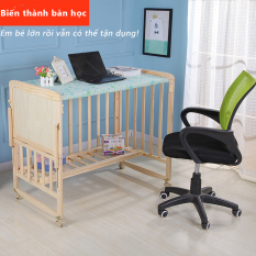 giường em bé gỗ mộc đa chức năng nhiều tầng nôi em bé không phun sơn có thể di động