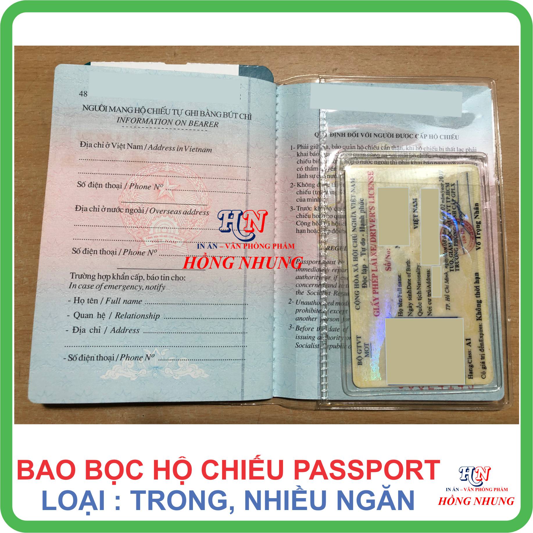 Bao Bọc Hộ Chiếu Passport PVC nhiếu ngăn, Trong Suốt (Chất Liệu Nhựa Dẻo Chống Thấm nước)