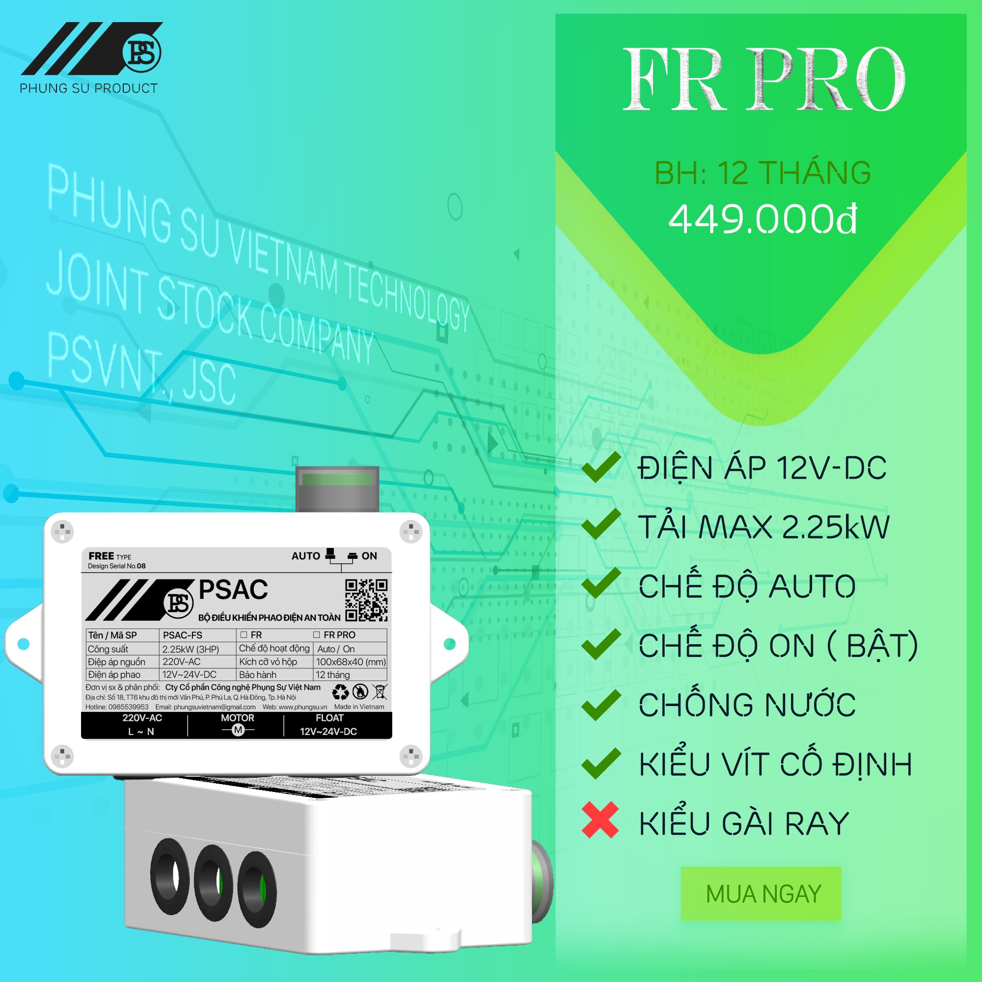 [FR-PRO] Bộ điều khiển phao điện an toàn 12V- Rơ le an toàn phao điện, phao nước tự động (BH:...