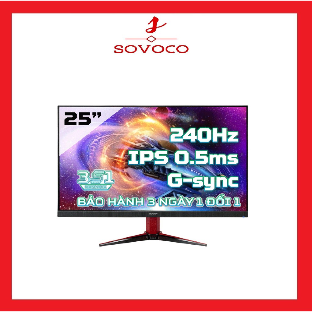 Màn Hình Acer VG252QX (25 inch/FHD/IPS/240Hz/0.5 ms/400 nits/DP+HDMI/G-Sync)
