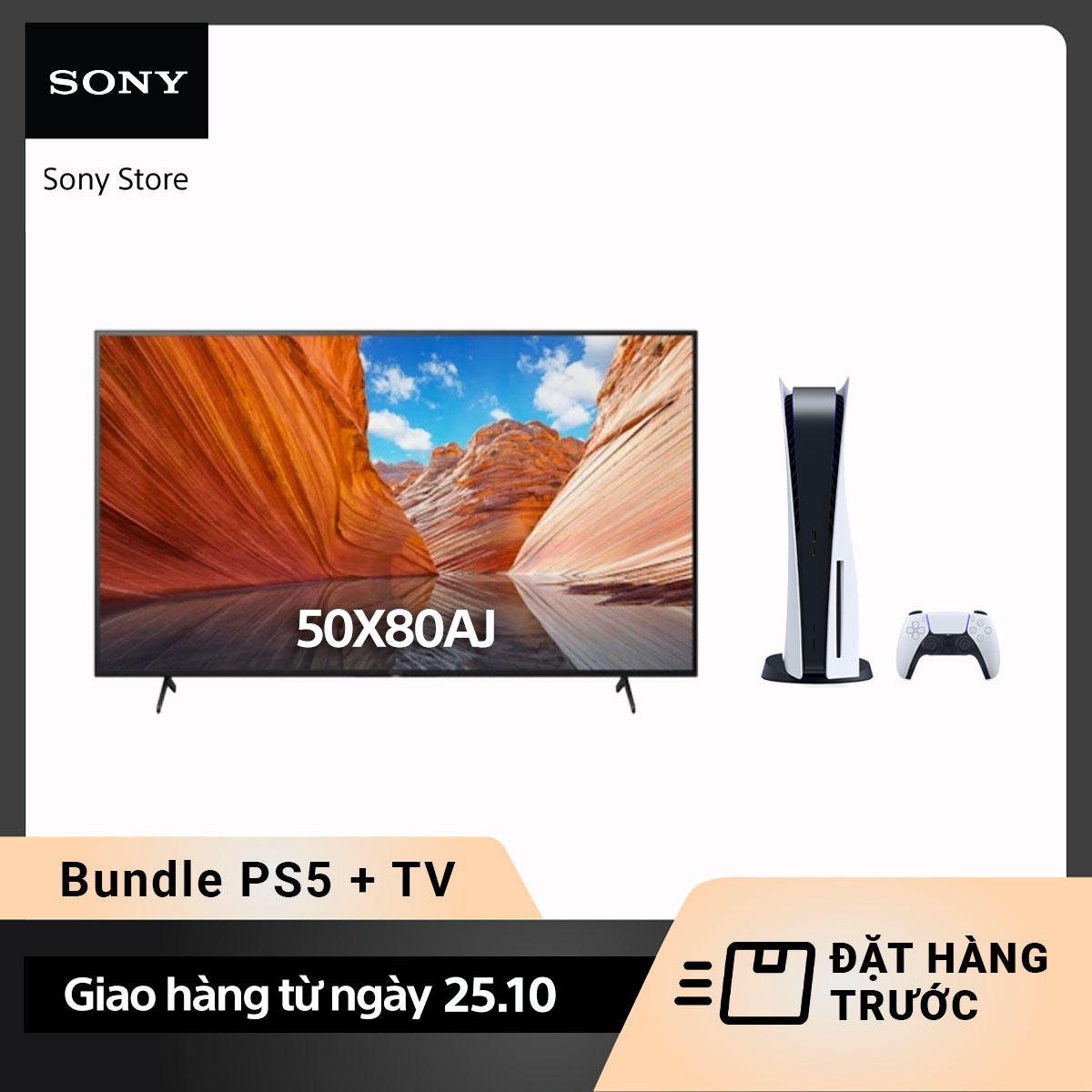[Đặt hàng trước] Combo Máy chơi game Sony PlayStation 5 (PS5) và Smart Tivi Sony 4K 55 inch KD-55X80AJ – Giao hàng từ 25.10