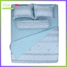 Bộ ga giường Cotton Xanh Ngọc Everon Lite ELCP108 (4 món) gồm 1 ga giường, 2 vỏ gối nằm, 1 vỏ gối ôm | Everon chăn ga gối nệm Hàn Quốc