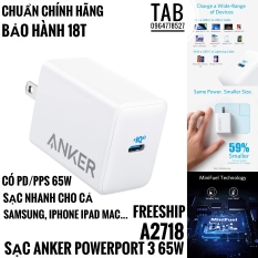 Củ Sạc Anker PowerPort 3 65W IQ 3.0 và PD/PPS – A2718 (Bảo Hành 18T)
