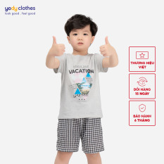 Áo kid vacation YODY áo thun không cổ họa tiết mát mẻ cho bé, chất liệu cotton mềm mại thấm hút tốt, giúp bé hoạt động thoải trong ngày hè KID4003