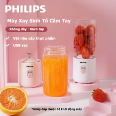 Philips Máy Xay Sinh Tố Cầm Tay,Máy Xay Sinh Tố Đa Năng, Máy Xay Sinh Tố Mini, Máy Xay Hoa Quả，Sạc Tích Điện 6 Lưỡi, Công Suất Lớn, Pin Trâu, Dung Tích 500ml, Nhựa ABS Chống Vỡ Bền Bỉ