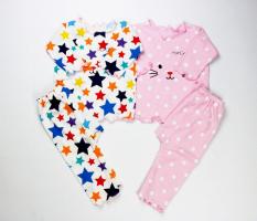 Combo 3 bộ mát tay dài cho bé gái hotga thun co giãn mềm