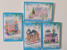 Combo 4 mô hình xếp hình 3D bằng giấy Ngôi nhà tuyết, Ông già noel, Ngôi nhà hoa, Tiệm kem
