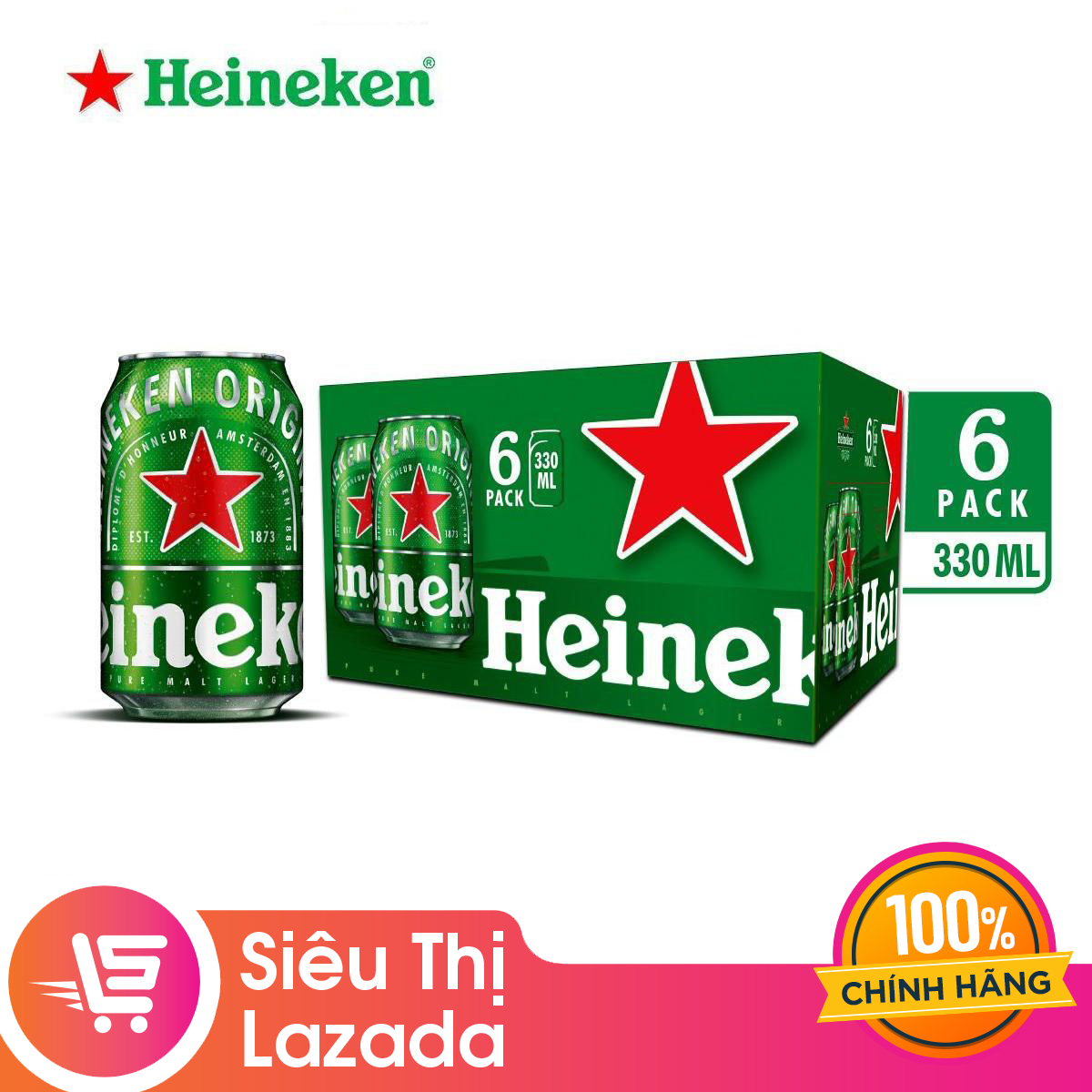 Bán Lốc 6 lon bia Heineken thường 330ml | Báo Giá Rẻ 90.000₫