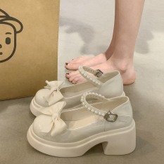 [FULLBOX] Giày bốt Nữ 7p Quai Ngọc Da Bóng Mềm