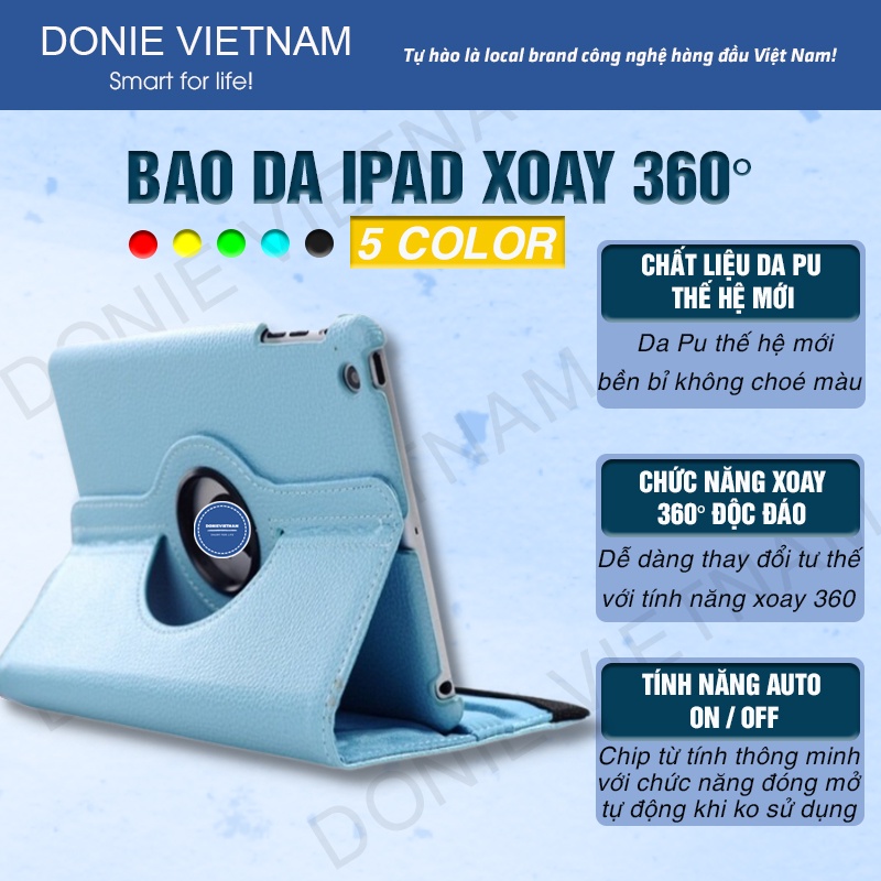 Bao Da Ipad, Ốp Ipad Xoay 360 Độ Siêu Chống Sốc Dành Cho Air 1/2/3/4/5 Ipad Mini Gen 7/8/9 Pro...
