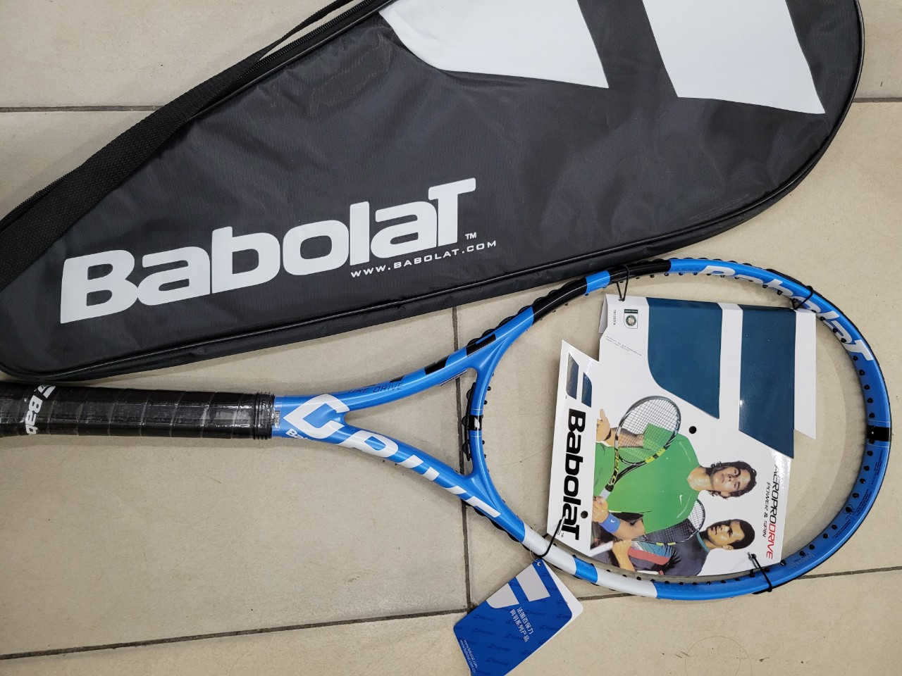Vợt tennis Babolat 260g- Màu xanh- tặng căng cước quấn cán và bao vợt - ảnh thật sản phẩm