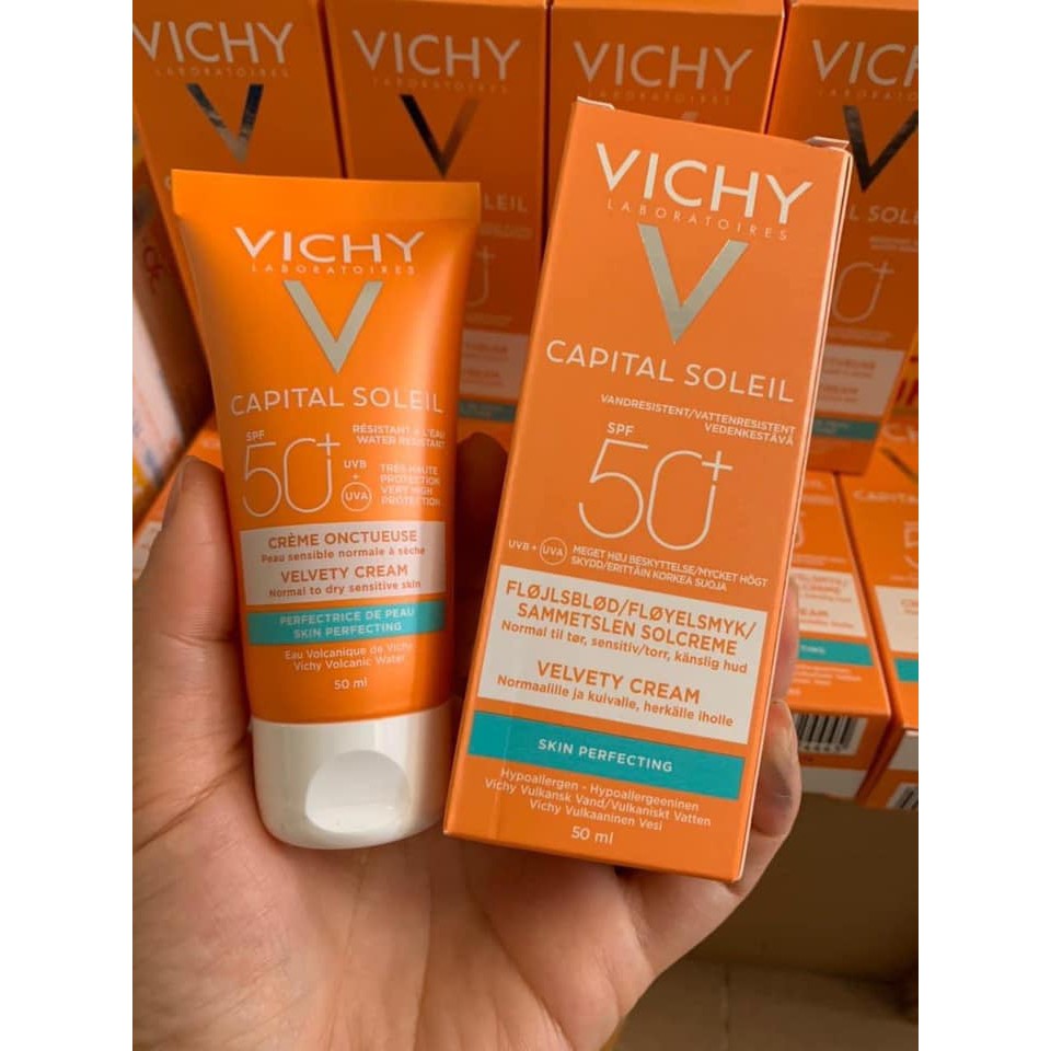 Kem Chống Nắng Pháp Vichy Capital Soleil Velvety Cream / Dry Touch Face Fluid SPF50+ Tuyp 50ml