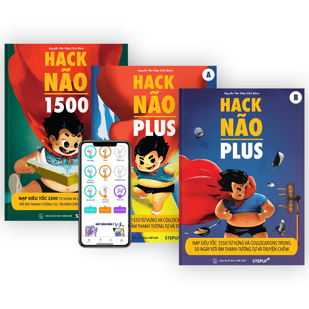 Combo 3 sách Hack Não 1500 và Hack Não Plus A, B + Tặng App học phát âm miễn phí