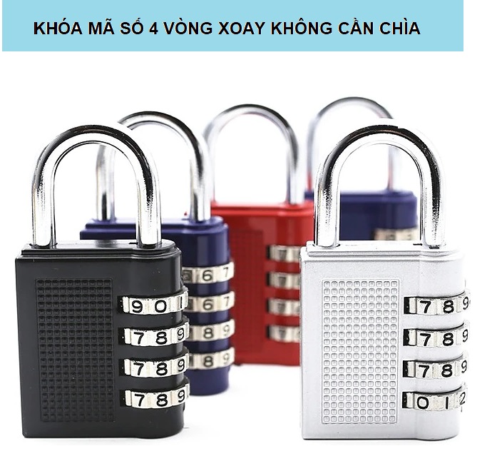 Ổ Khóa Mã Số Xoay 4 Vòng Đổi Được Mã Số Ổ Khóa Số Mini Không Cần Chìa - Khóa...
