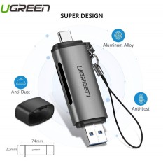 Đầu đọc thẻ nhớ đa năng USB Type-C và USB 3.0 cho thẻ SD/TF cao cấp chính hãngUgreen 50706