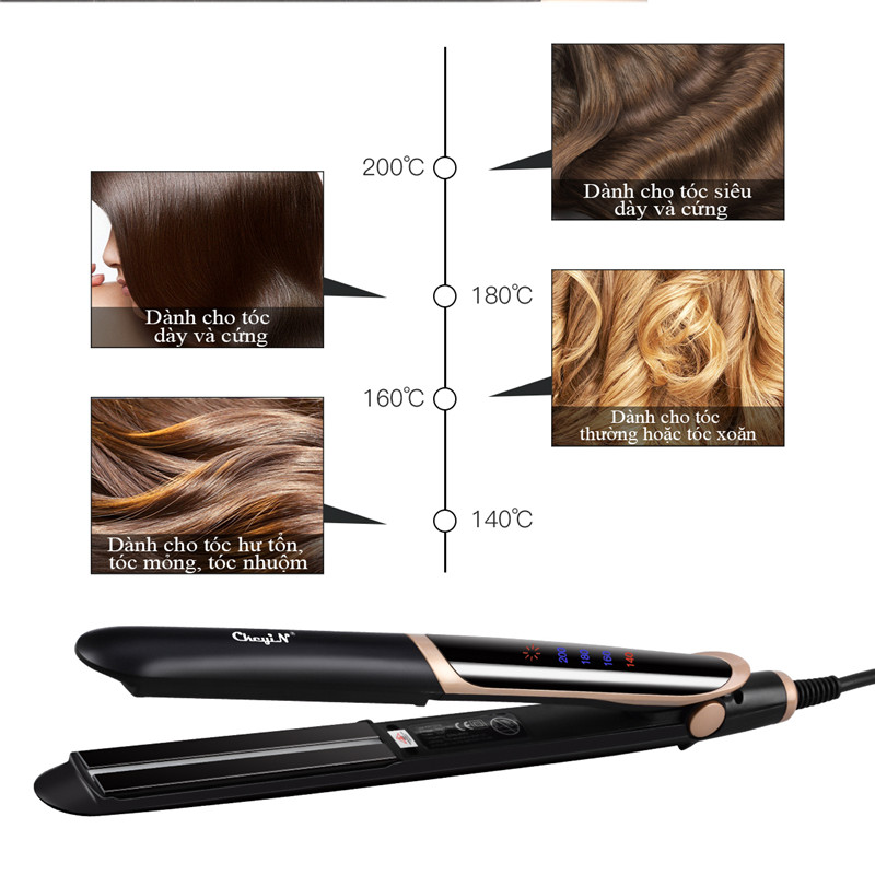 Máy duỗi/uốn tóc 2 trong 1 CkeyiN giúp tạo kiểu tóc đẹp không làm hại cho tóc có màn hình...